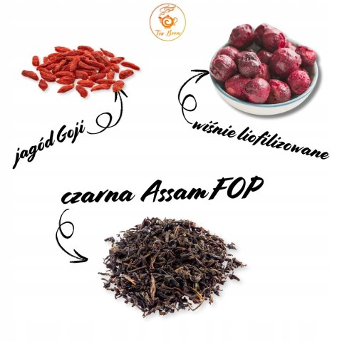 Herbata Czarna Liściasta "Cherry Lady"50g o aromacie wiśni i jagód Goji.