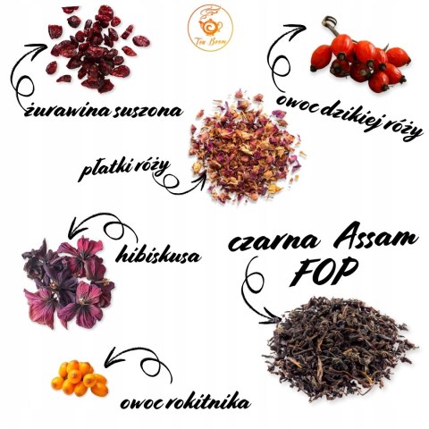 Herbata Czarna Liściasta "Fruit & Flower" 100g z z nutą żurawiny i róży
