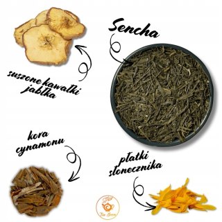 Herbata Zielona Liściasta Sencha "Dolce Sapore" 50g z jabłkiem, cynamonem
