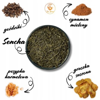 Herbata Zielona Liściasta Sencha "Gruszkowy Karmel" 50g z gruszką, karmelem