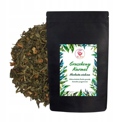 Herbata Zielona Liściasta Sencha "Gruszkowy Karmel" 50g z gruszką, karmelem
