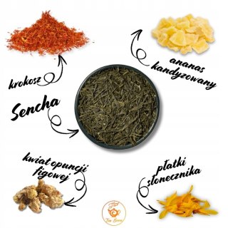 Herbata Zielona Liściasta Sencha "Kwiat Pustyni" 50g z ananasem