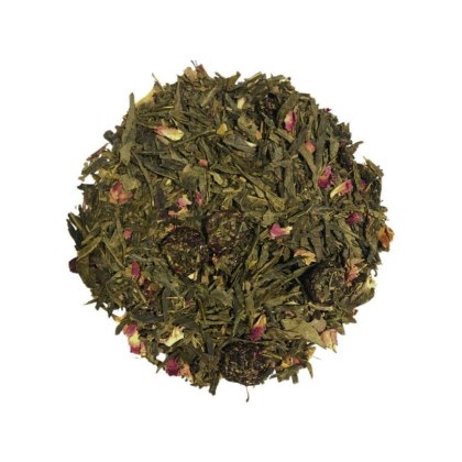 Herbata Zielona Liściasta Sencha "Sakura" 50g z wiśnią, płatkami róży