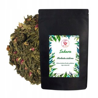 Herbata Zielona Liściasta Sencha "Sakura" 50g z wiśnią, płatkami róży