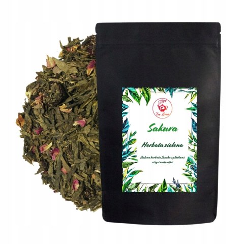 Herbata Zielona Liściasta Sencha "Sakura" 50g z wiśnią, płatkami róży