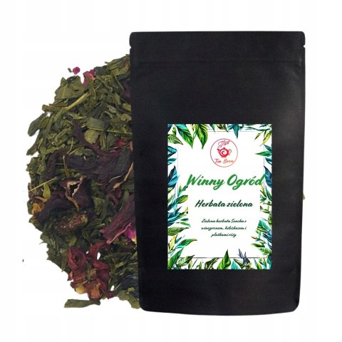 Herbata Zielona Liściasta Sencha "Winny Ogród" 100g z winogronem,hibiskusem
