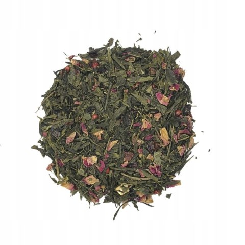 Herbata Zielona Liściasta Sencha"Róża z Iskrą" 50g z różą,czerwony pieprz